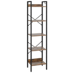 Hzuaneri Bookcase, 5-Tier Bookshelf, Narrow Bookcase Shelving Unit for Living Room, Office, Sturdy, Bedroom, 24 x 40 x 160 cm, Industrial, Rustic Brown and Black, BC10501B