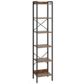 Hzuaneri Bookcase, 6-Tier Bookshelf, Narrow Bookcase Shelving Unit for Living Room, Office, Sturdy, Bedroom, 24 x 40 x 185 cm, Industrial, Rustic Brown and Black, BC10701B