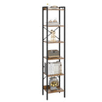 Hzuaneri Bookcase, 6-Tier Bookshelf, Narrow Bookcase Shelving Unit for Living Room, Office, Sturdy, Bedroom, 24 x 40 x 185 cm, Industrial, Rustic Brown and Black, BC10701B