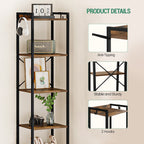 Hzuaneri Bookcase, 6-Tier Bookshelf, Narrow Bookcase Shelving Unit for Living Room, Office, Sturdy, Bedroom, 24 x 40 x 185 cm, Industrial, Rustic Brown and Black, BC10701B