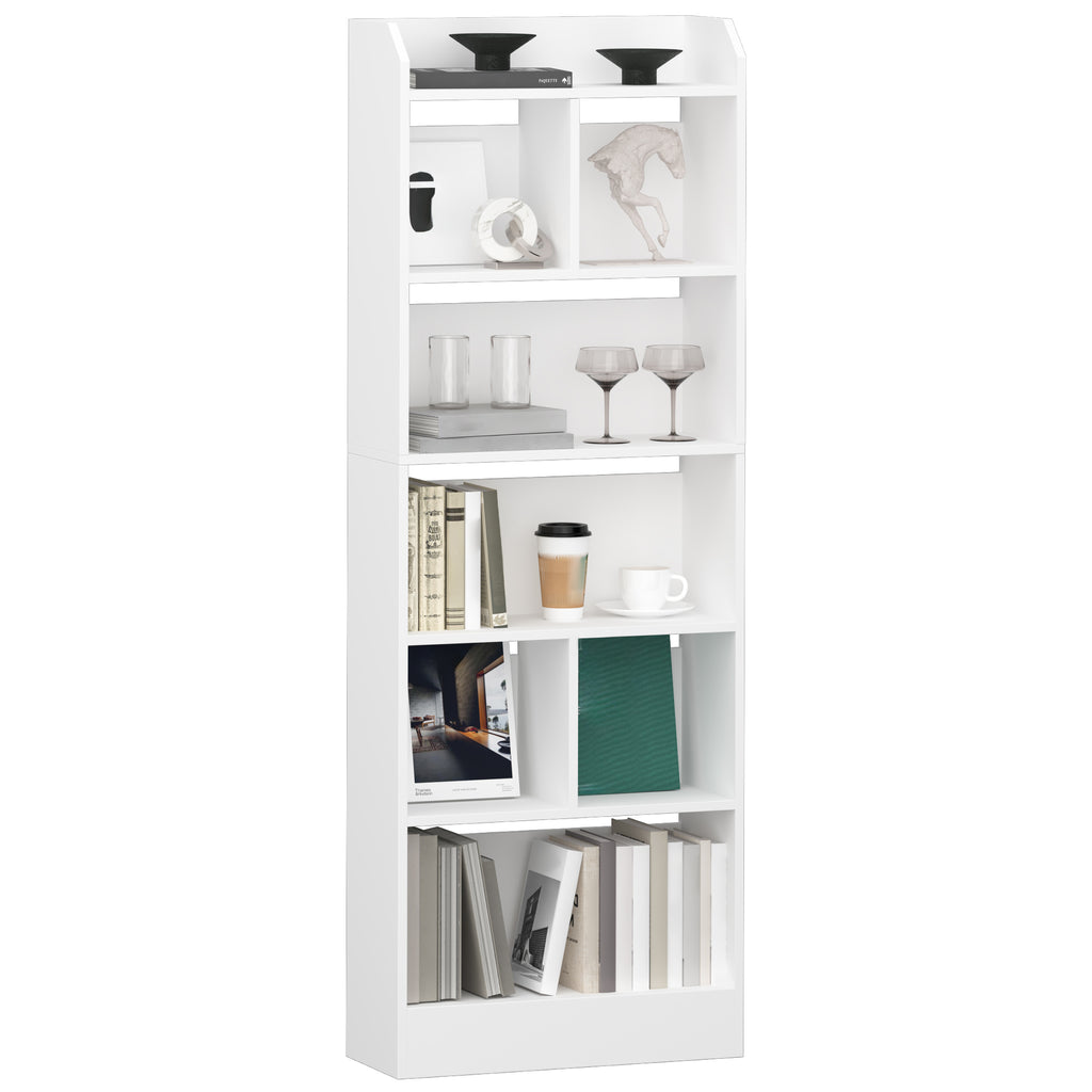 HEXCELEN 6-Cube Bookcase, Freestanding Storage Shelf for Living Room, Office, Bedroom, White
