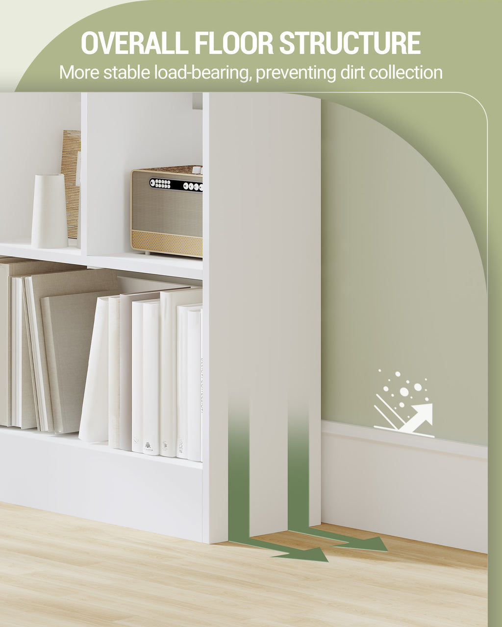 HEXCELEN 6-Cube Bookcase, Freestanding Storage Shelf for Living Room, Office, Bedroom, White
