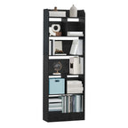 Hzuaneri Bookshelf, Bookcase, with 6 Shelves, Storage Shelf, Freestanding Shelf, for Living Room, Office, Bedroom, 24 x 60 x 170 cm, Black BC11104X