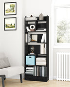 Hzuaneri Bookshelf, Bookcase, with 6 Shelves, Storage Shelf, Freestanding Shelf, for Living Room, Office, Bedroom, 24 x 60 x 170 cm, Black BC11104X
