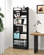 Hzuaneri Bookshelf, Bookcase, with 6 Shelves, Storage Shelf, Freestanding Shelf, for Living Room, Office, Bedroom, 24 x 60 x 170 cm, Black BC11104X