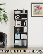 Hzuaneri Bookshelf, Bookcase, with 6 Shelves, Storage Shelf, Freestanding Shelf, for Living Room, Office, Bedroom, 24 x 60 x 170 cm, Black BC11104X
