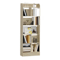 Hzuaneri Bookcase Bookcase with 6 Compartments Storage Shelf Standing Shelf for Living Room Office Bedroom 24 x 60 x 170 cm Oak Beige BC11116X