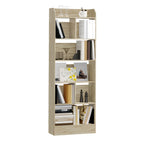 Hzuaneri Bookcase Bookcase with 6 Compartments Storage Shelf Standing Shelf for Living Room Office Bedroom 24 x 60 x 170 cm Oak Beige BC11116X