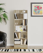 Hzuaneri Bookcase Bookcase with 6 Compartments Storage Shelf Standing Shelf for Living Room Office Bedroom 24 x 60 x 170 cm Oak Beige BC11116X