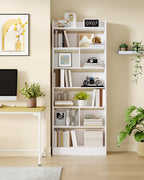 Hzuaneri Bookshelf, Bookcase, with 7 Shelves, Storage Shelf, Freestanding Shelf, for Living Room, Office, Bedroom, 24 x 60 x 199.2 cm, White BC11703X