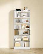 Hzuaneri Bookshelf, Bookcase, with 7 Shelves, Storage Shelf, Freestanding Shelf, for Living Room, Office, Bedroom, 24 x 60 x 199.2 cm, White BC11703X