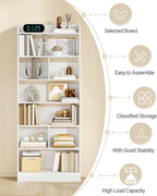 Hzuaneri Bookshelf, Bookcase, with 7 Shelves, Storage Shelf, Freestanding Shelf, for Living Room, Office, Bedroom, 24 x 60 x 199.2 cm, White BC11703X