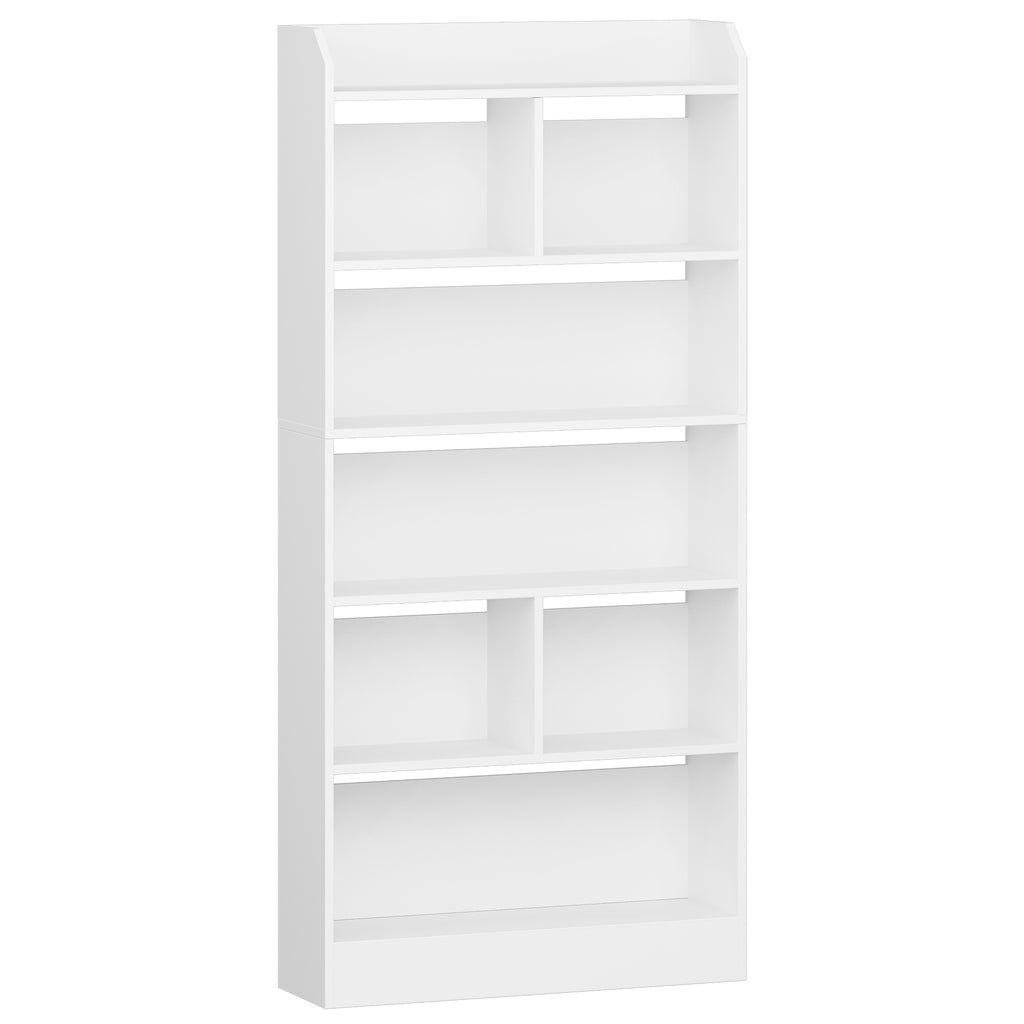 Hzuaneri Bookshelf, Bookcase, with 6 Shelves, Storage Shelf, Freestanding Shelf, for Living Room, Office, Bedroom, 24 x 80 x 170 cm, White BC11803X