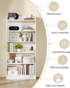 Hzuaneri Bookshelf, Bookcase, with 6 Shelves, Storage Shelf, Freestanding Shelf, for Living Room, Office, Bedroom, 24 x 80 x 170 cm, White BC11803X