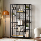 Hzuaneri Bookshelf, Standing Shelf with 6 Levels and 15 Shelves, Adjustable Open Shelves, for Living Room, Office, Bedroom, 30 x 100 x 170 cm, Black with Wood Grain, BC15004B