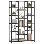 Hzuaneri Bookshelf, Standing Shelf with 6 Levels and 15 Shelves, Adjustable Open Shelves, for Living Room, Office, Bedroom, 30 x 100 x 170 cm, Black with Wood Grain, BC15004B