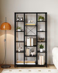 Hzuaneri Bookshelf, Standing Shelf with 6 Levels and 15 Shelves, Adjustable Open Shelves, for Living Room, Office, Bedroom, 30 x 100 x 170 cm, Black with Wood Grain, BC15004B
