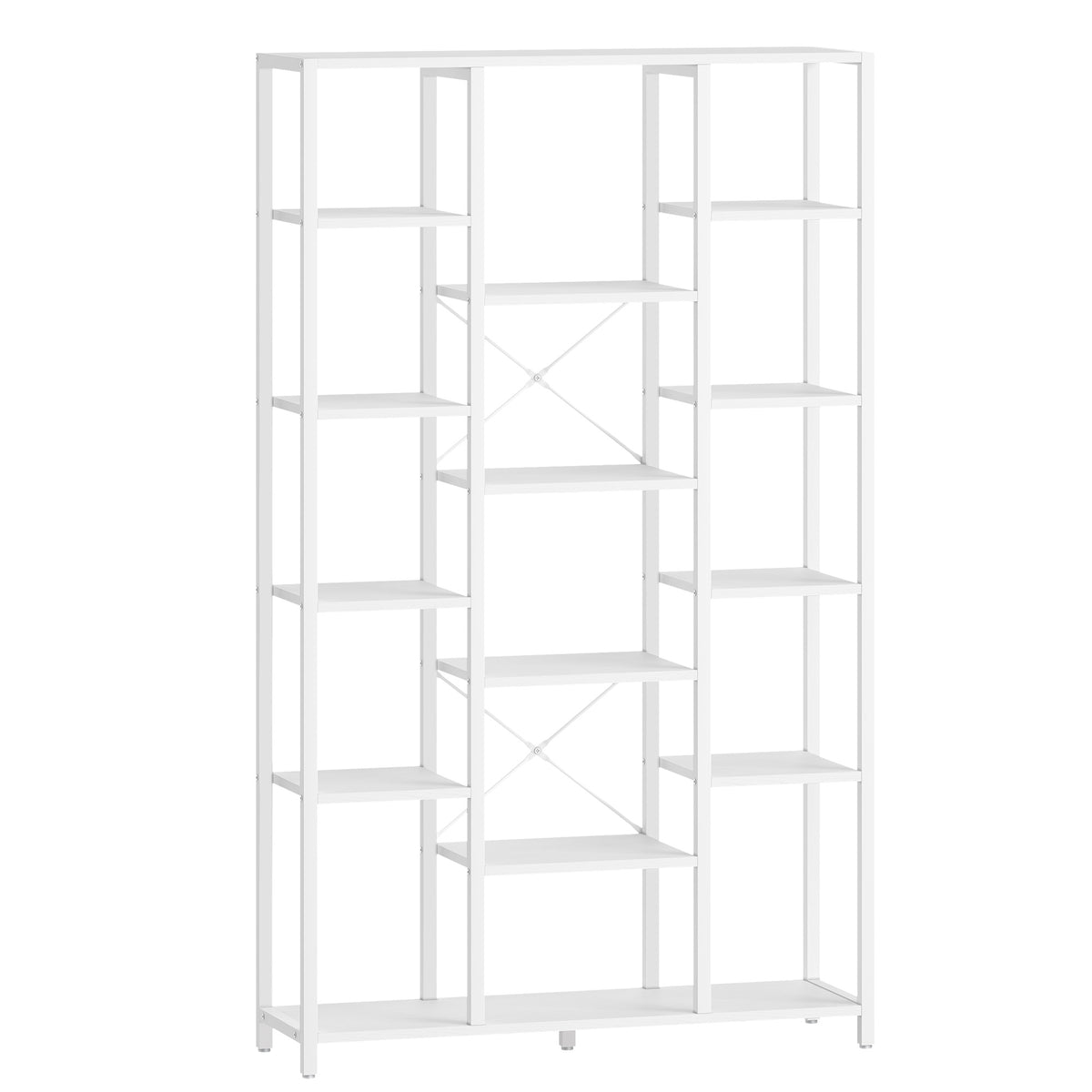 Hzuaneri Bookcase, 6-Tier Bookshelf with 15 Shelves, Large Adjustable Bookshelf, for Living Room, Office, Bedroom, Study, 30 x 100 x 170 cm, White BC15013W