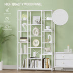 Hzuaneri Bookcase, 6-Tier Bookshelf with 15 Shelves, Large Adjustable Bookshelf, for Living Room, Office, Bedroom, Study, 30 x 100 x 170 cm, White BC15013W