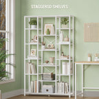 Hzuaneri Bookcase, 6-Tier Bookshelf with 15 Shelves, Large Adjustable Bookshelf, for Living Room, Office, Bedroom, Study, 30 x 100 x 170 cm, White BC15013W