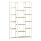 Hzuaneri Bookcase, 6-Tier Bookshelf with 15 Shelves, Large Adjustable Bookshelf for Living Room, Office, Bedroom, Study, 30 x 100 x 170 cm, White Oak and White, BC15016W