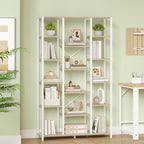 Hzuaneri Bookcase, 6-Tier Bookshelf with 15 Shelves, Large Adjustable Bookshelf for Living Room, Office, Bedroom, Study, 30 x 100 x 170 cm, White Oak and White, BC15016W