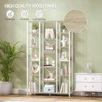 Hzuaneri Bookcase, 6-Tier Bookshelf with 15 Shelves, Large Adjustable Bookshelf for Living Room, Office, Bedroom, Study, 30 x 100 x 170 cm, White Oak and White, BC15016W