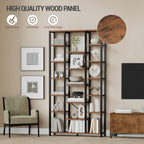 Hzuaneri Bookcase with 7 Tiers, 18 Shelves, Adjustable Open Shelves for Living Room, Office, Bedroom, 30 x 100 x 202 cm, Vintage Brown-Black BC15601B