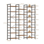 Hzuaneri BC17101B Bookcases, Standing Shelves with 20 Shelves, 7 Levels, Adjustable Spacing, 24 x 152 x 217 cm, Load Capacity 400 kg, Living Room, Office, Vintage Brown and Black  BC17101B