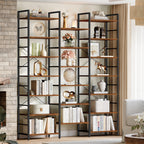 Hzuaneri BC17101B Bookcases, Standing Shelves with 20 Shelves, 7 Levels, Adjustable Spacing, 24 x 152 x 217 cm, Load Capacity 400 kg, Living Room, Office, Vintage Brown and Black  BC17101B
