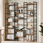 Hzuaneri BC17101B Bookcases, Standing Shelves with 20 Shelves, 7 Levels, Adjustable Spacing, 24 x 152 x 217 cm, Load Capacity 400 kg, Living Room, Office, Vintage Brown and Black  BC17101B