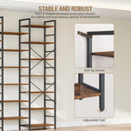 Hzuaneri BC17101B Bookcases, Standing Shelves with 20 Shelves, 7 Levels, Adjustable Spacing, 24 x 152 x 217 cm, Load Capacity 400 kg, Living Room, Office, Vintage Brown and Black  BC17101B