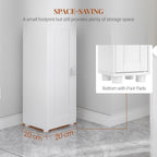 HEXCELEN Bathroom Cabinet, Bathroom Cabinet, Narrow High, Tall Bathroom Cabinet with 2 Doors and 1 Drawer, Adjustable Shelves, Open Compartment, Space-Saving Bathroom Shelf, 20 x 20 x 180 cm, White,BC18013X