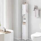 HEXCELEN Bathroom Cabinet, Bathroom Cabinet, Narrow High, Tall Bathroom Cabinet with 2 Doors and 1 Drawer, Adjustable Shelves, Open Compartment, Space-Saving Bathroom Shelf, 20 x 20 x 180 cm, White,BC18013X