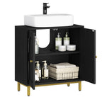 Hzuaneri Vanity Unit with 2 Doors, Adjustable Shelf, Lots of Storage Space, Freestanding, Country House Style, 30 x 60 x 63 cm, Black BC19104G