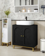 Hzuaneri Vanity Unit with 2 Doors, Adjustable Shelf, Lots of Storage Space, Freestanding, Country House Style, 30 x 60 x 63 cm, Black BC19104G