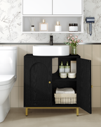 Hzuaneri Vanity Unit with 2 Doors, Adjustable Shelf, Lots of Storage Space, Freestanding, Country House Style, 30 x 60 x 63 cm, Black BC19104G
