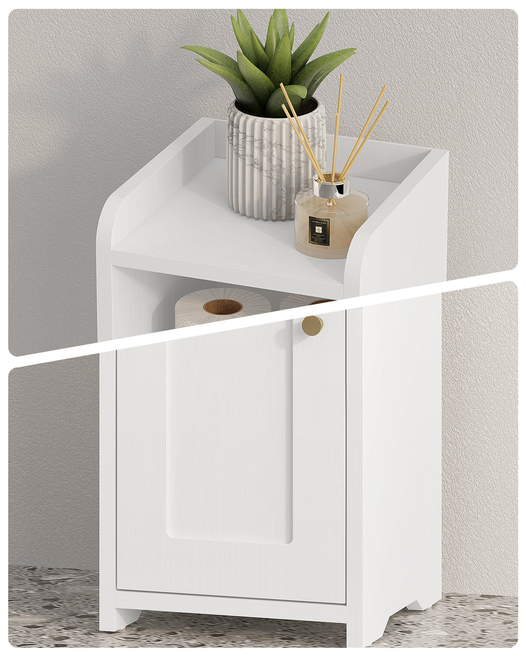Hzuaneri Narrow Toilet Cabinet with Door, Adjustable Shelves for Bathroom
