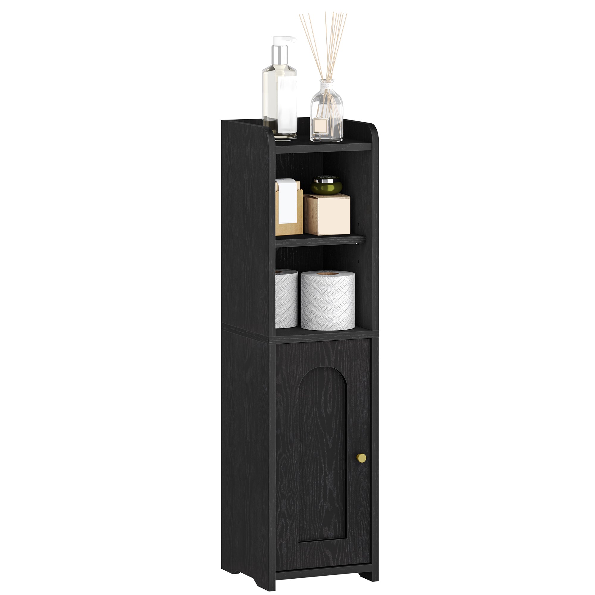 Hzuaneri Narrow Toilet Cabinet with Door, Adjustable Shelves for Bathroom