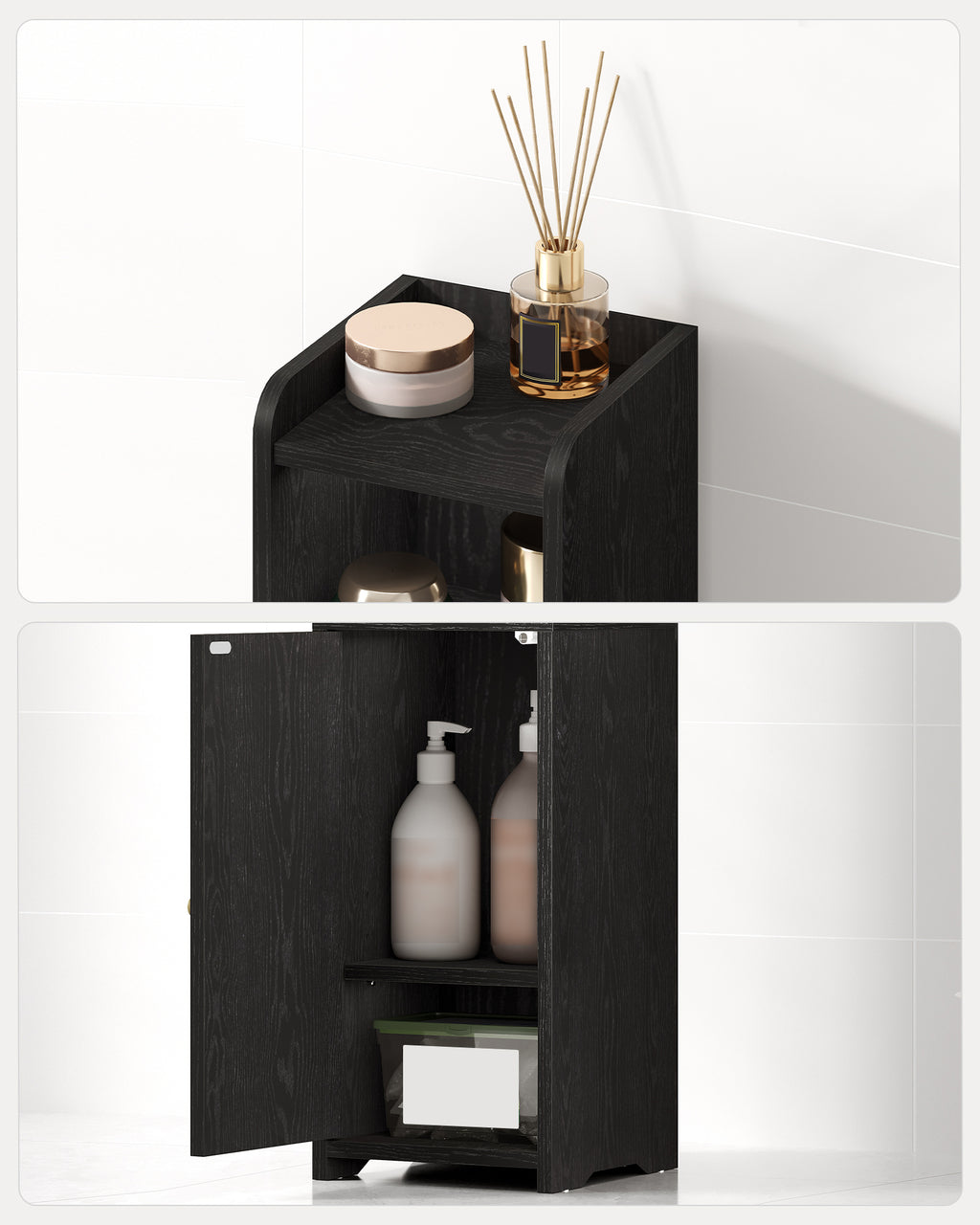 Hzuaneri Narrow Toilet Cabinet with Door, Adjustable Shelves for Bathroom