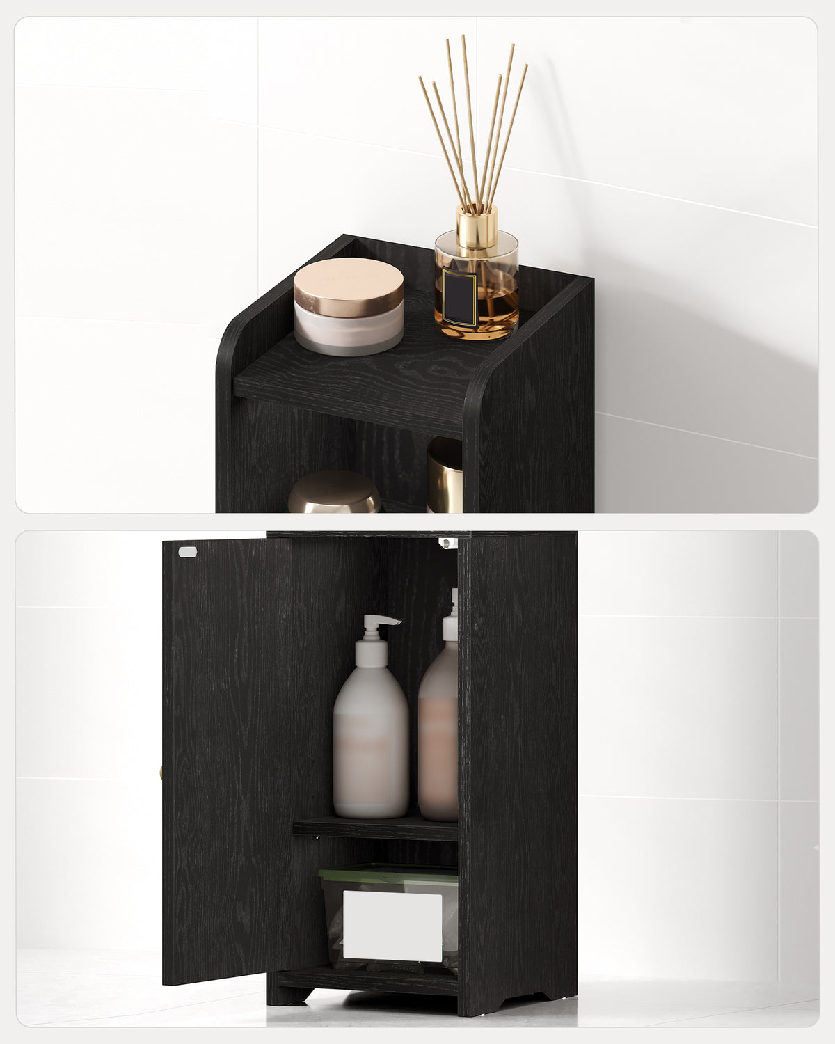 Hzuaneri Narrow Toilet Cabinet with Door, Adjustable Shelves for Bathroom