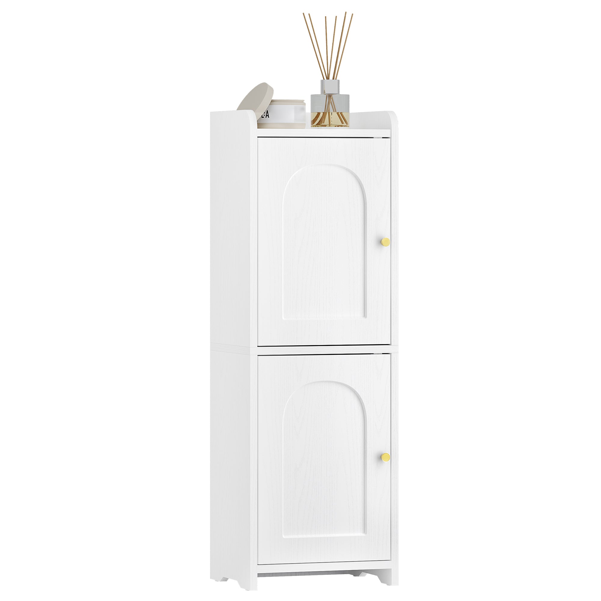 Hzuaneri Bathroom Cabinet, Bathroom Cabinet with 2 Doors and Adjustable Shelf, White