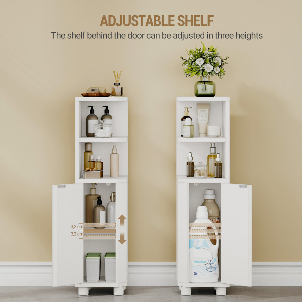 Hzuaneri Bathroom Cabinet, Corner Bathroom Cabinet, Toilet Cabinet with Adjustable Shelves, 2 Side Doors, Freestanding Tall Cabinet, 20 x 20 x 79 cm, White BC20003X
