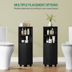 Hzuaneri Bathroom Cabinet, Corner Bathroom Cabinet with Doors - Narrow Toilet Organizer with Adjustable Shelf, 2 Open Spaces and 2 Side Doors, 20 x 20 x 79 cm, Black EBC20004X