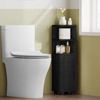Hzuaneri Bathroom Cabinet, Corner Bathroom Cabinet with Doors - Narrow Toilet Organizer with Adjustable Shelf, 2 Open Spaces and 2 Side Doors, 20 x 20 x 79 cm, Black EBC20004X