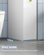 Hzuaneri Small Bathroom Cabinet Narrow Small Cabinet for Toilet Paper Toilet Cabinet with Drawers with Drawer on Wheels 40 x 20 x 80 cm White BC22003X