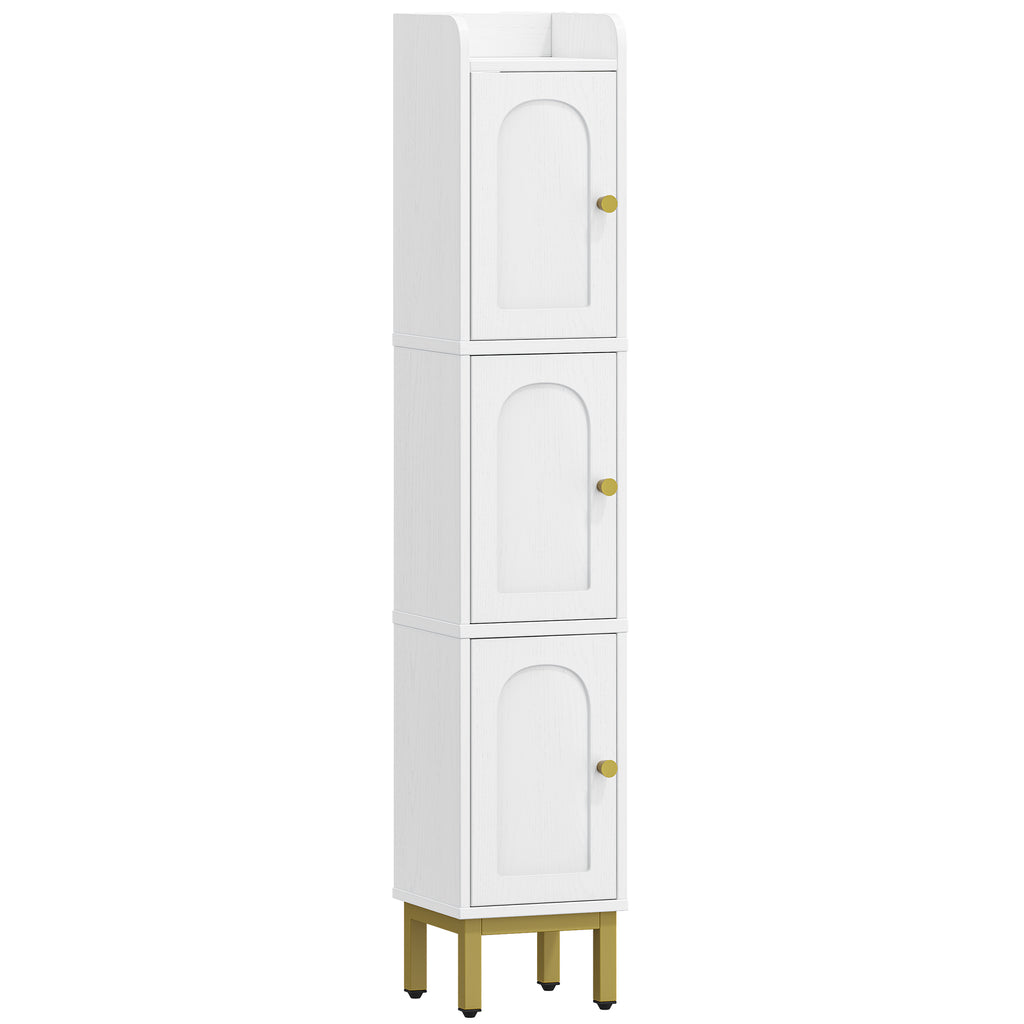 Hzuaneri Bathroom Cabinet, Tall Cabinet with 3 Doors, 20 x 20 x 108.5 cm, Corner Cabinet, Toilet Cabinet, Adjustable Feet, for Bathroom, Laundry Room, Kitchen, Living Room, White BC22313G