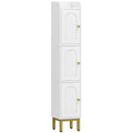 Hzuaneri Bathroom Cabinet, Tall Cabinet with 3 Doors, 20 x 20 x 108.5 cm, Corner Cabinet, Toilet Cabinet, Adjustable Feet, for Bathroom, Laundry Room, Kitchen, Living Room, White BC22313G