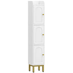 Hzuaneri Bathroom Cabinet, Tall Cabinet with 3 Doors, 20 x 20 x 108.5 cm, Corner Cabinet, Toilet Cabinet, Adjustable Feet, for Bathroom, Laundry Room, Kitchen, Living Room, White BC22313G