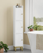Hzuaneri Bathroom Cabinet, Tall Cabinet with 3 Doors, 20 x 20 x 108.5 cm, Corner Cabinet, Toilet Cabinet, Adjustable Feet, for Bathroom, Laundry Room, Kitchen, Living Room, White BC22313G